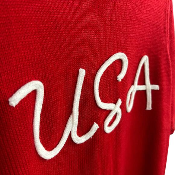 Americana USA Knit Sweater Top Haptics Red Short Sleeve Small - Picture 2 of 7